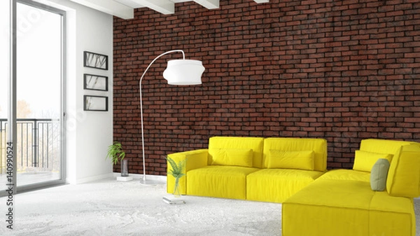Fototapeta Modern bright interior . 3D rendering