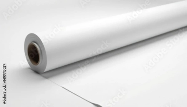 Fototapeta Bright white seamless paper roll, perfect for photo shoots , element, minimal, shootings