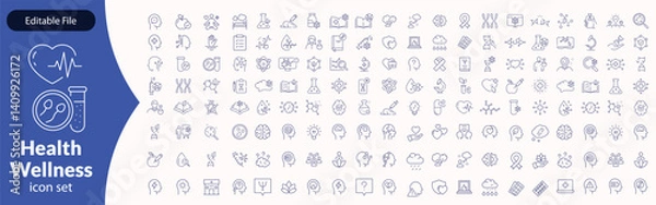 Obraz Public health icon set. Containing community health, disease prevention, health protection, medical services, health awareness, hygiene, handwashing and more. Solid vector icons collection.