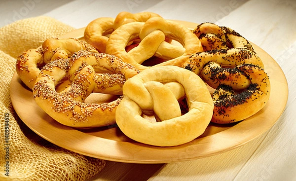 Obraz prato com pretzel caseiro