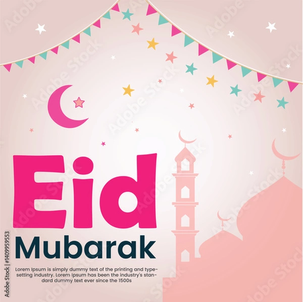 Obraz Eid al Adha Mubarak Islamic greeting social media post design
