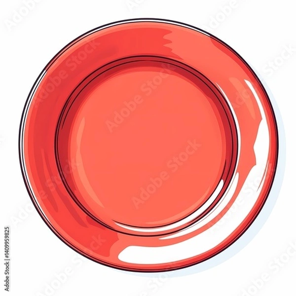 Obraz Red Round Plate | Elegant Ceramic Tableware for Modern Dining Presentation