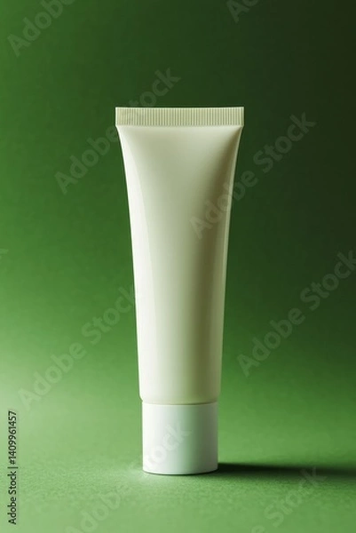 Fototapeta 1 retinol tube ivory matte color and the cap is also ivory matte color, and the background is green and the product has no shadows.