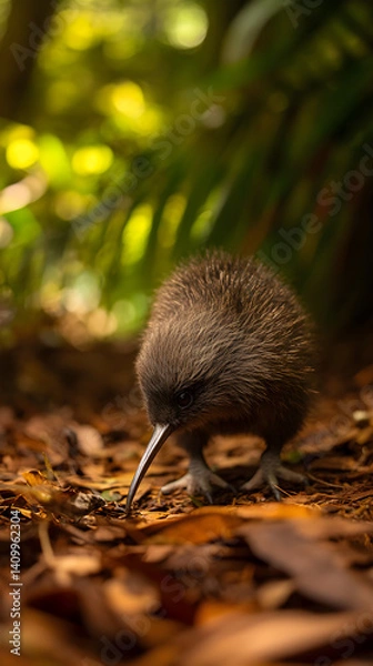 Fototapeta A Kiwi Bird in its Natural Habitat: An Embodiment of Grace and Resilience Amidst Nature's Serenity