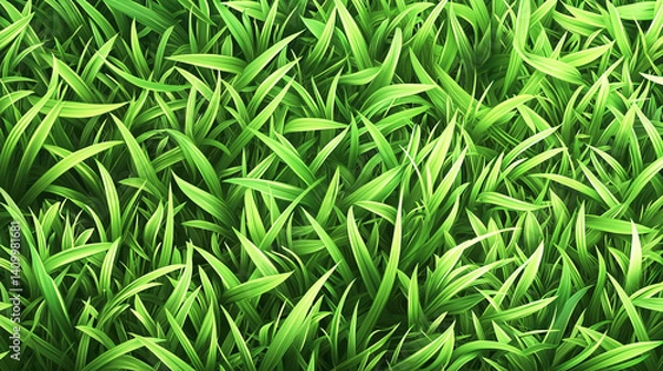 Obraz 青々とした緑の草が広がる背景イラスト
