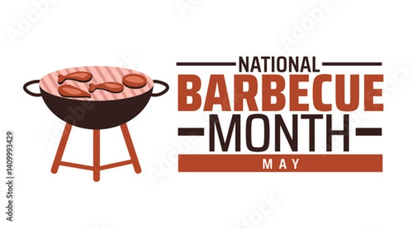 Fototapeta National Barbecue Month background banner or poster design template. observed every year in May. Holiday concept. Use to any Template, card, poster, placard, template.
