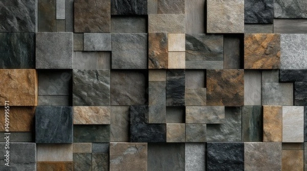 Fototapeta Stone Mosaic: A Textured, Earthy Abstract Composition