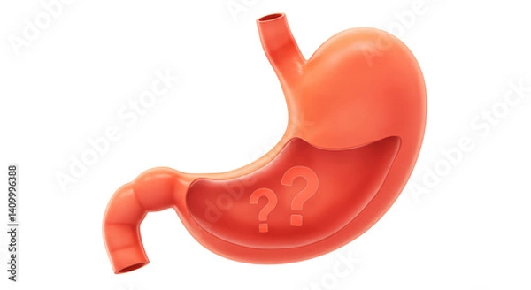 Fototapeta Isolated Stomach with Question Marks