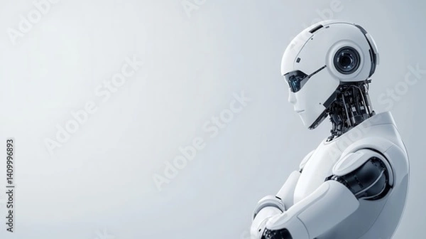Fototapeta Futuristic Robot Profile with Sleek Design and Advanced Technology for Innovation and Automation Concepts