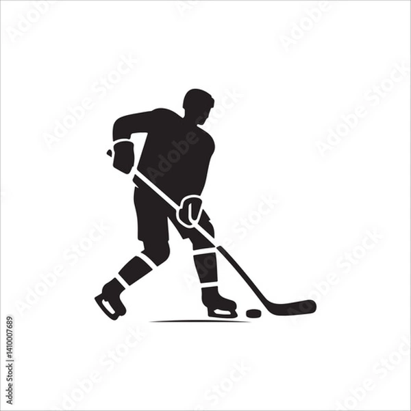 Fototapeta Hockey player in action silhouette vector