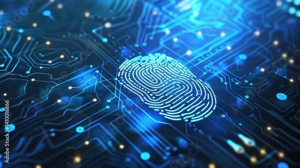 Fototapeta Digital Fingerprint Authentication: Secure Identity Verification Tech Background
