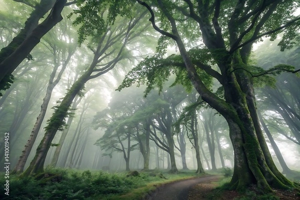 Obraz Mystic Path Through the Enchanted Misty Forest

