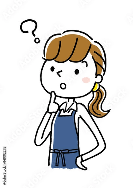 Fototapeta エプロン姿の女性：疑問
