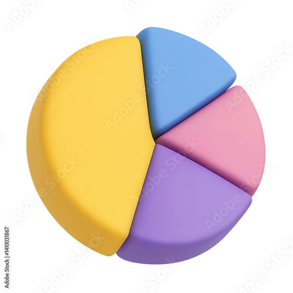 Fototapeta Pie Chart with Four Colored Sections