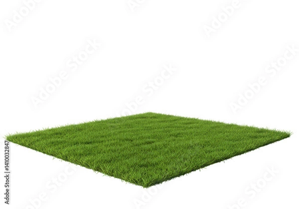 Fototapeta A vibrant patch of lush green grass, perfectly isolated and set against a clean white backdrop