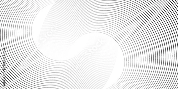 Obraz Abstract white background with black circle lines. Digital future technology concept. vector illustration.