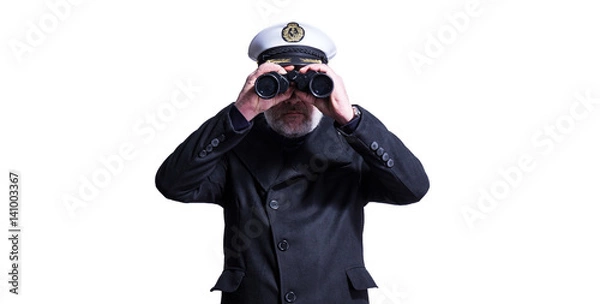 Obraz Kapitän, Chef mit Weitblick und Fernglas