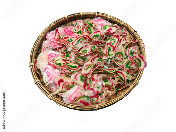 Fototapeta Uncooked Krupuk Udang (Shrimp Crackers) in a Basket