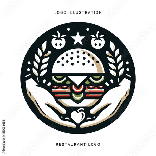 Obraz A stylish logo featuring a fork and spoon with warm, inviting colors that reflect delicious cuisine and a welcoming dining experience.