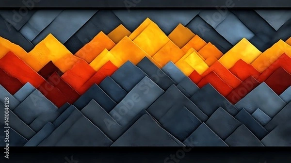 Fototapeta Abstract Mountain Range Artwork in Warm and Cool Tones