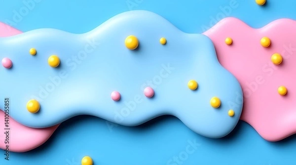 Fototapeta Abstract Pastel Shapes with Colorful Spheres