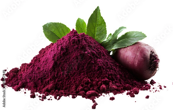 Fototapeta Beet powder and beetroot isolated on a transparent background