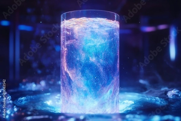 Fototapeta Quantum computing core enclosed in glass chamber for advanced research and technology design
