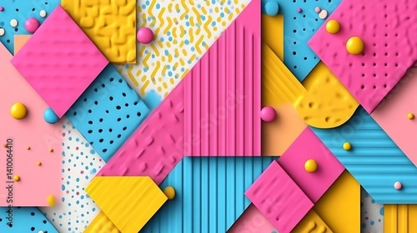 Fototapeta Abstract Colorful Geometric Shapes Design With Spheres