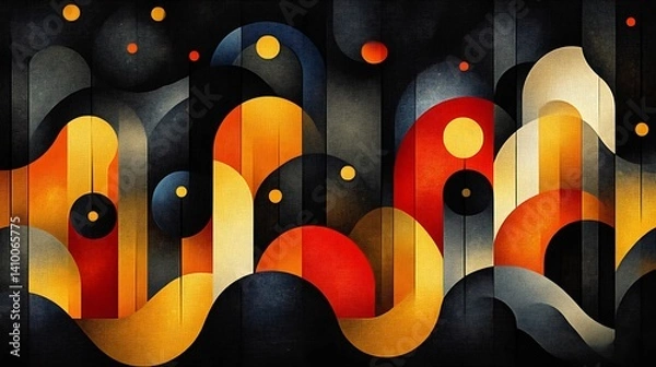 Fototapeta Abstract Geometric Artwork Featuring Curves and Circles