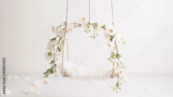 Obraz spring flowers hanging swing