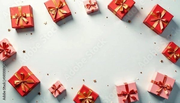Obraz Subtle textured pattern featuring small illustrated gift boxes , delicate, gray