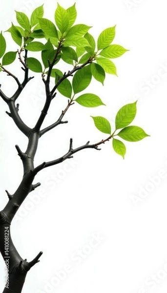Obraz Thick isolated branches on a pure white background, twiggy, leafy