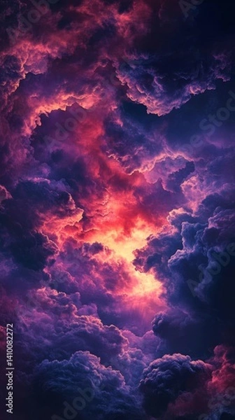 Fototapeta Vibrant Abstract Art: Surreal Colorful Cloud Formations in Majestic Stormy Skies