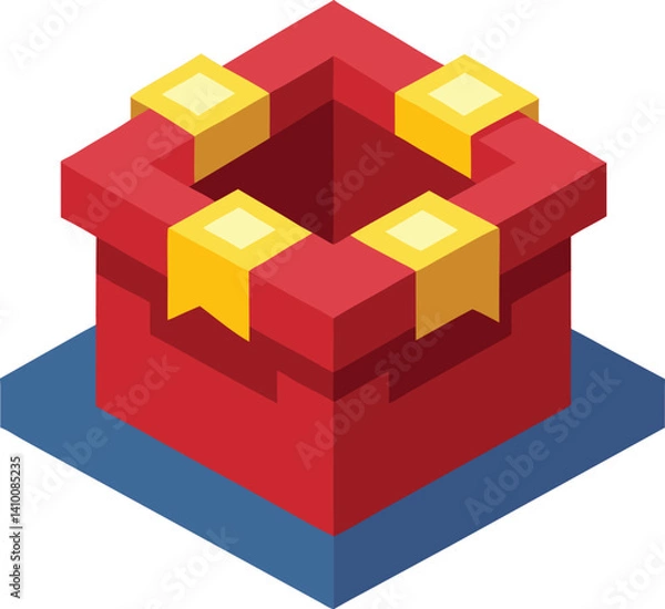 Fototapeta 3d render of a red cube with a green background