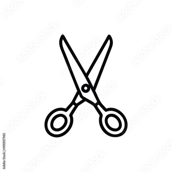 Obraz Open Scissors Minimalist Design Tailoring Tool Line Art Vector Graphic
