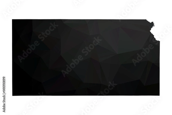 Fototapeta Abstract Polygon - Low Poly Color Black Kansas map. Vector Illustration eps10.	
