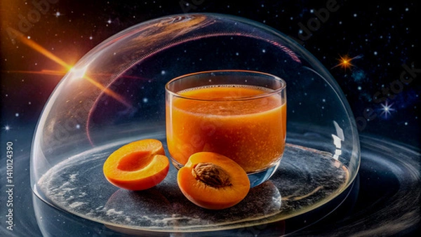 Obraz Apricot Juice in a Glowing Crystal Planetary Shell