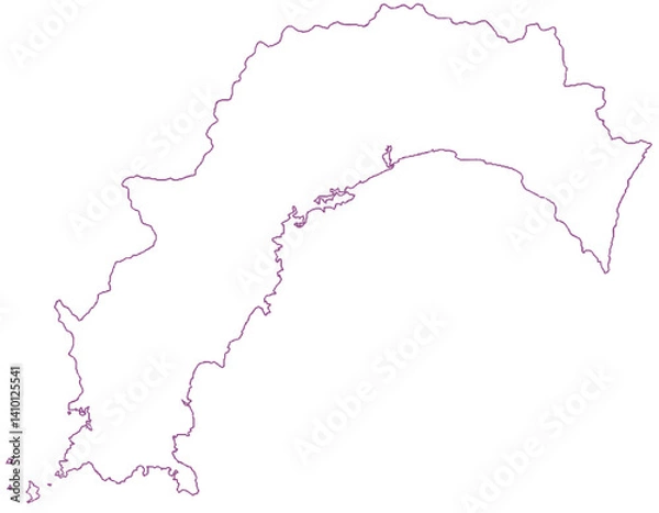 Fototapeta 高知県　地図　白　イラスト
