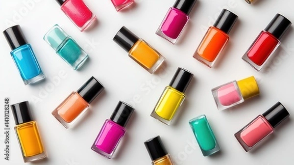 Fototapeta A vibrant array of colorful nail polish bottles.