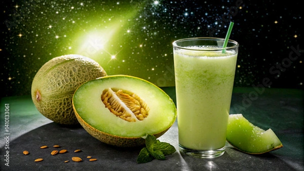 Obraz Chilled Melon Juice Inside a Glowing Stellar Core