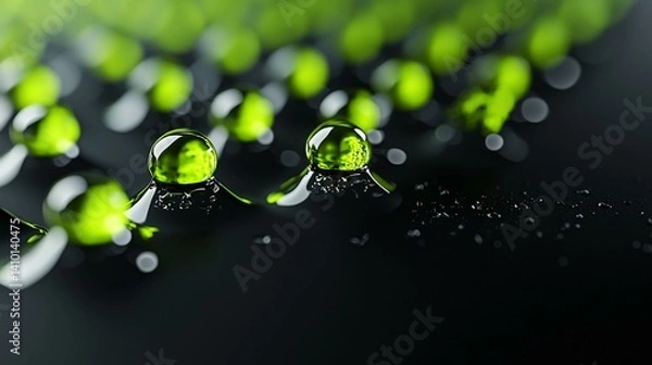 Obraz Structural diagram of plant-based hydrocarbon chains forming biodiesel fuel molecules, suspended in black space