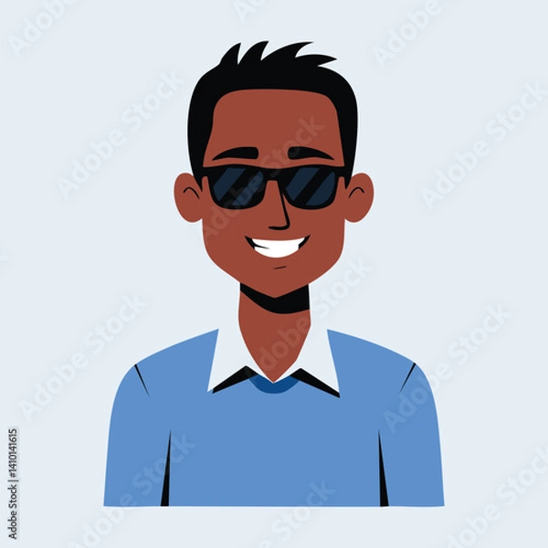 Fototapeta Man Wearing Sunglasses, flat style vector illustration