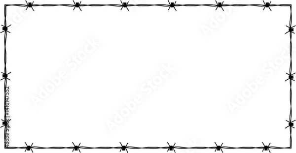 Fototapeta Barbed Wire Rectangle Frame Illustration