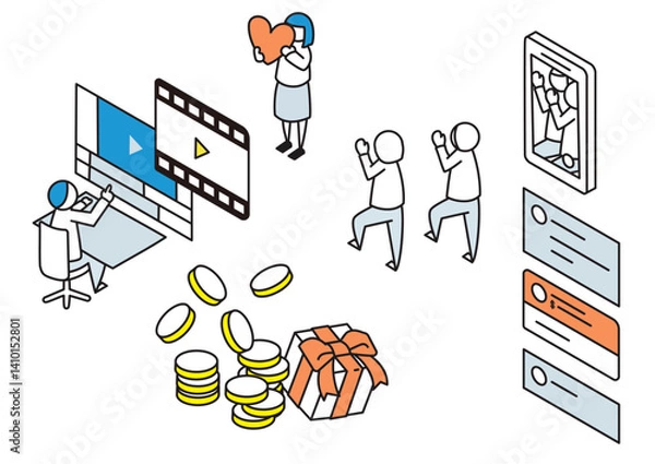 Fototapeta パフォーマンスや映像で活動をするイラスト