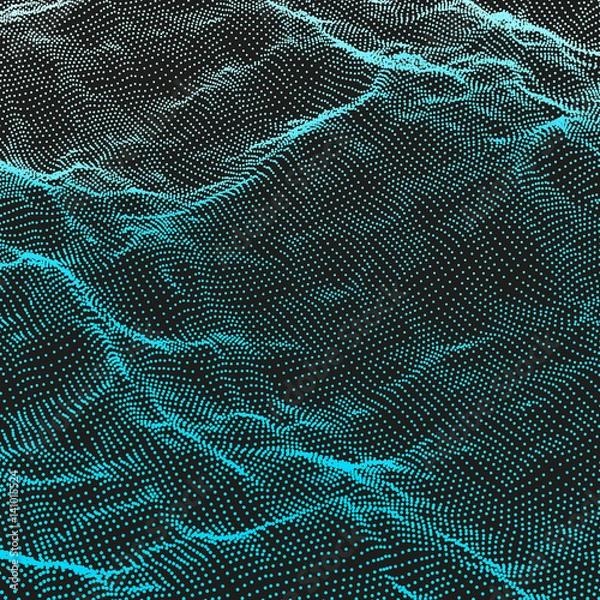 Fototapeta Array with Dynamic Particles. Abstract Background. Texture. Glowing points.