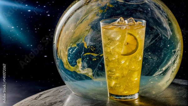 Obraz Icy Transparent Lemonade Inside a Glowing Planetary Orb