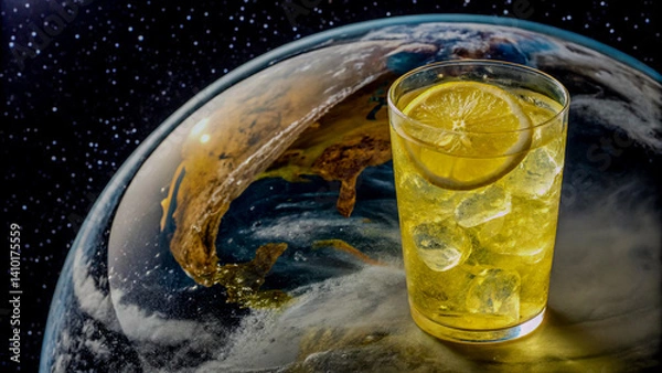 Obraz Icy Transparent Lemonade on a Glowing Planetary Orb