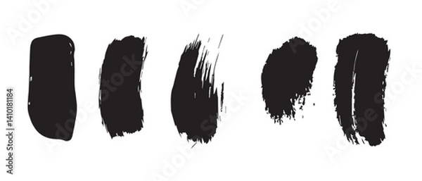 Obraz Pack of brush strokes ink splashes set over white background