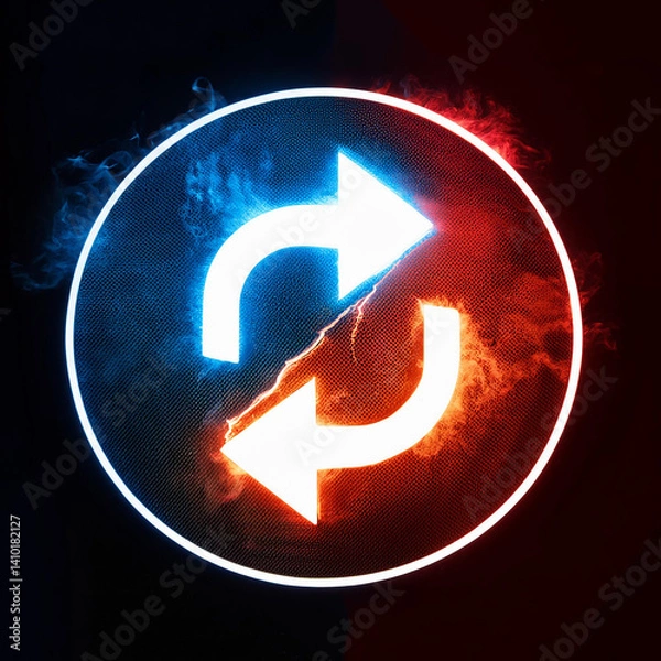 Obraz Renew sign with two arrows - first is hot texture and second is cold