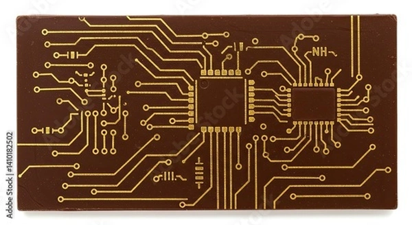 Fototapeta A circuit board chocolate bar with gold foil tracing